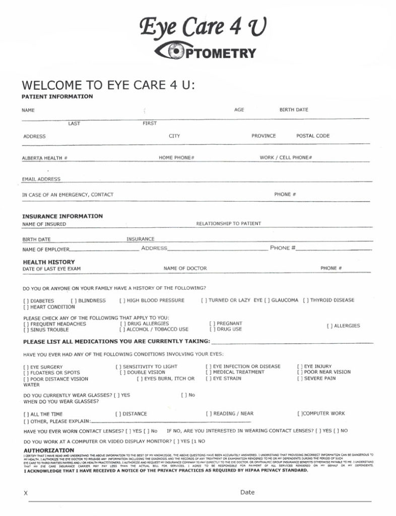 Eyecare Patient Form