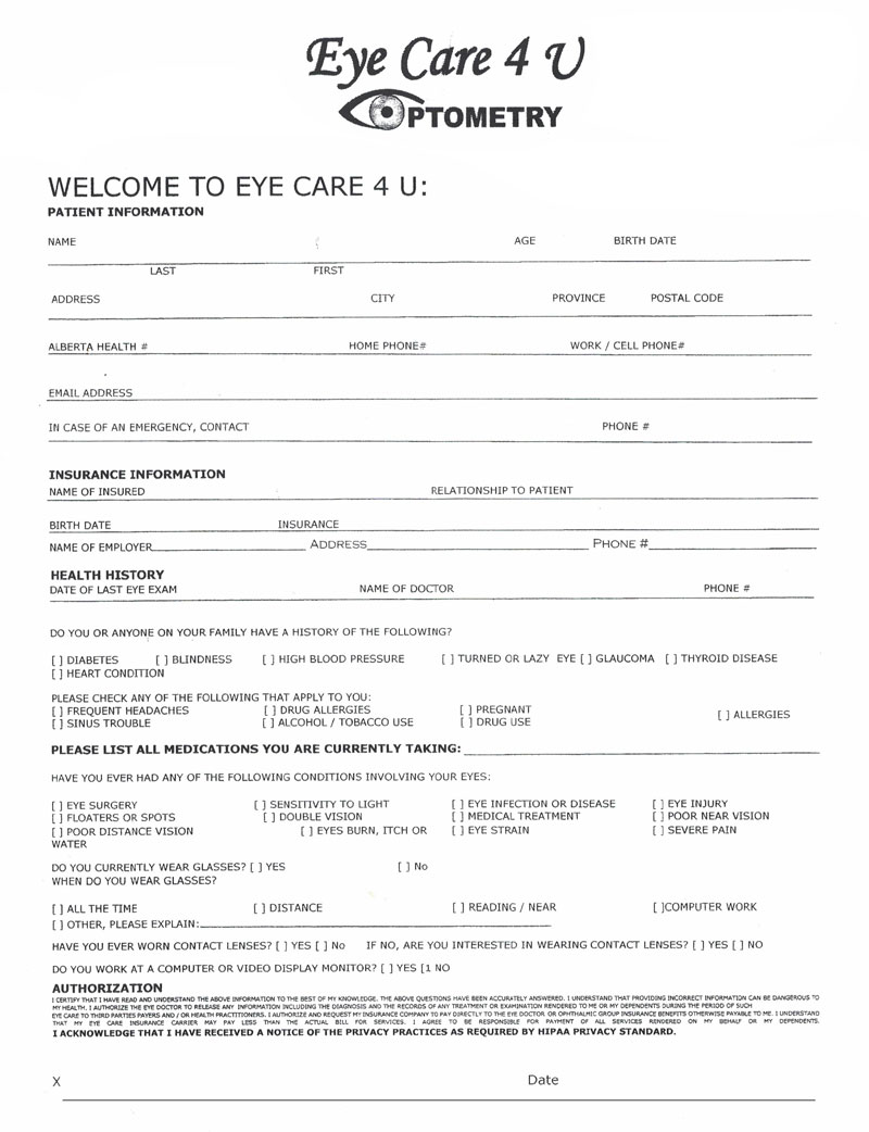 Eyecare Patient Form